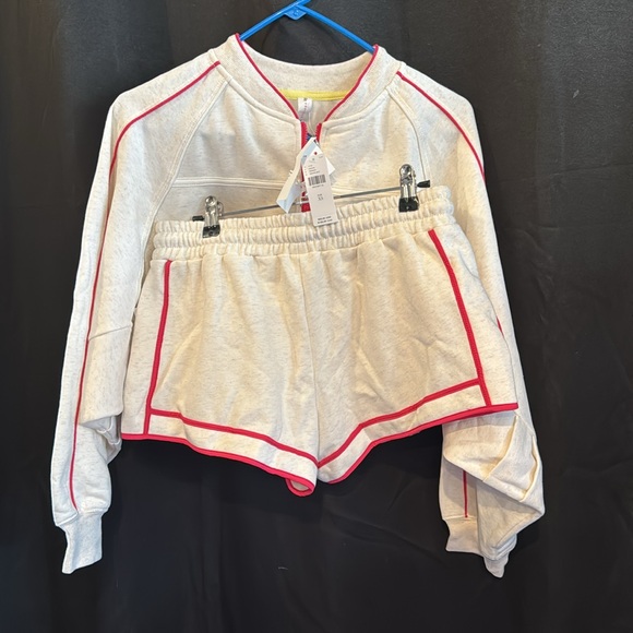 Anthropologie Pants - Rare Daily Practice Cream and Ted Piped Retro Shorts Set XS